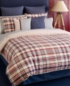 For an All-American look, dress your bed in this Tommy Hilfiger Vintage Plaid comforter set. A red, white & blue plaid landscape reverses to a contrasting, striped design for extra dimension.