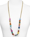 Kenneth Jay Lane's beaded necklace will instantly brighten closet staples. Featuring a pretty assortment of multicolored agate stones, it's lovely as a layering piece.