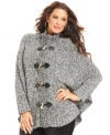 Fall in love with MICHAEL Michael Kors' plus size poncho cardigan, featuring a marled knit and toggle front.