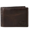 The burnished leather of this bifold wallet from Fossil adds to your rugged yet refined style.