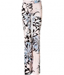 With a retro flair and optical floral print, Emilio Puccis printed jersey pants lend an eye-catching edge to every outfit - Metal side zip - Slim fit, flared leg - Wear with solid silk tops and sky-high platforms With a retro flair and optical floral print, Emilio Puccis printed jersey pants lend an eye-catching edge to every outfit - Metal side zip - Slim fit, flared leg - Wear with solid silk tops and sky-high platforms