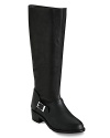 The essential rainboot reimagined as a sleek moto-inspired style. Waterproof construction. Textured leather with smooth rubber matte upper and detachable strap. Fully padded leather and fabric lining for comfort. By Cole Haan.