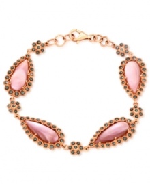 Very well-connected. Genevieve & Grace's link bracelet, crafted from 18k rose gold over sterling silver, dazzles with pink shells and marcasite adding a lustrous touch. Approximate length: 7-1/2 inches. Approximate width: 1/2 inch. Very well-connected. Genevieve & Grace's link bracelet, crafted from 18k rose gold over sterling silver, dazzles with pink shells and marcasite adding a lustrous touch. Approximate length: 7-1/2 inches. Approximate width: 1/2 inch.