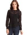 Go for a darkly romantic style with this Kensie lace blouse -- perfect for a chic day-to-night look!