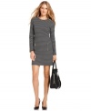 Exposed zippers add a hint of contemporary flair to a sleek striped sheath dress from MICHAEL Michael Kors. Long sleeves make it as the perfect piece for transitioning between seasons.