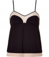 Whether youre looking to lounge in style or add some comfort to your evening look, this chic Philip Lim camisole slip top up the style factor - V-neck, empire waist, contrasting color block detailing at bust and bodice, adjustable straps, back hook and eye closure - Pair with a kimono and cashmere pants for at-home style or skinny jeans, a shawl neck cardigan, and booties for off-duty cool