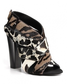 These strappy haircalf sandals from Giuseppe Zanotti are full of animal magnetism. With mixed prints and a bold heel, they keep you on the prowl in style. These strappy haircalf sandals from Giuseppe Zanotti are full of animal magnetism. With mixed prints and a bold heel, they keep you on the prowl in style.