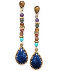 Colorful beads line-up on these beautiful drop earrings from Lauren Ralph Lauren. Set in 14k gold plated mixed metal. Approximate drop: 2-1/4 inches. Colorful beads line-up on these beautiful drop earrings from Lauren Ralph Lauren. Set in 14k gold plated mixed metal. Approximate drop: 2-1/4 inches.