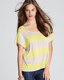 Bold, sunny stripes lend a cheerful attitude to this Soft Joie tee. Bold, sunny stripes lend a cheerful attitude to this Soft Joie tee.