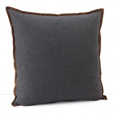 Inspired by the refined polish of menswear, this relaxed collection pairs solid brushed cotton and twill with faux suede trim and plaid. This soft sham has the look of flannel suiting, in dark grey with faux suede trim. Inspired by the refined polish of menswear, this relaxed collection pairs solid brushed cotton and twill with faux suede trim and plaid. This soft sham has the look of flannel suiting, in dark grey with faux suede trim.