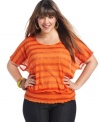 Sport a super-cute look with Eyeshadow's short sleeve plus size top, rocking a striped pattern!