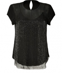 Get glamorous with this stunning embellished silk top from LAgence - Semi-sheer overlay with round neck, short sleeves, bead-embellished front detail, curved hem, and back keyhole opening with buttonSolid camisole underlay - Style with slim tuxedo pants, a cropped blazer, and peep-toe platforms Get glamorous with this stunning embellished silk top from LAgence - Semi-sheer overlay with round neck, short sleeves, bead-embellished front detail, curved hem, and back keyhole opening with buttonSolid camisole underlay - Style with slim tuxedo pants, a cropped blazer, and peep-toe platforms