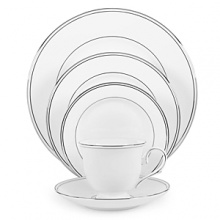 Double bands of platinum set in a distinctive Lenox pattern are an elegant accompaniment to your favorite recipes.