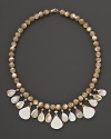 A shimmering mix of mother-of-pearl and cultured freshwater pearls.