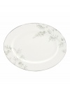 Muted blooms in fine white porcelain give the Lenox Wisteria oval platter a quiet, contemporary grace. With a sumptuous platinum finish. Qualifies for Rebate