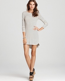 Evoke nautical-cool in this effortless Soft Joie dress, imbued with classic stripes. Evoke nautical-cool in this effortless Soft Joie dress, imbued with classic stripes.