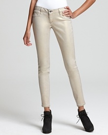 These innovative jean leggings from Bleulab are reversible from gold metallic to grey denim--that means two completely different pairs in one edgy, trend-right package. These innovative jean leggings from Bleulab are reversible from gold metallic to grey denim--that means two completely different pairs in one edgy, trend-right package.