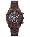 Sporty yet elegant, this chronograph watch from GUESS boasts dazzling accents.