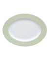 Present everything from meatloaf to French toast with the bright, easygoing style of Rosenthal's Sunny Day oval platter. Fresh green accents in dishwasher-safe porcelain help your favorite recipes shine.