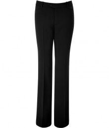 With a long, lean cut and slightly flared ankle, Steffen Schrauts black pants are the perfectly versatile choice for workweek chic - Side and buttoned back slit pockets, zip fly, button closure, belt loops - Loosely tailored fit - Wear with a feminine satin top and heels