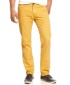 For guy who isn't afraid to go big on his brights: Ring of Fire's five-pocket jeans in a can't-miss-it shade of sunshine yellow.