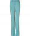 Stylish pants in fine ice-blue stretch cotton - Short waist with belt loops, side pockets and leg-lengthening creases - Straight cut - Summer color is serious but fresh - Pair with silk blouse, matching blazer and heels for the office or summer business dinner