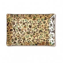 A dramatic glass tray adorned with a flurry of flowers and gold foil brings an earthy yet ornate touch to your home decor. A dramatic glass tray adorned with a flurry of flowers and gold foil brings an earthy yet ornate touch to your home decor.