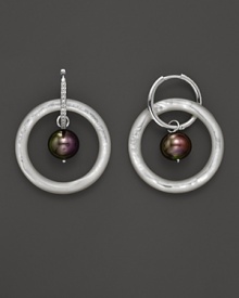 Lisa Nik Earth & Sea Black Pearl Hoop Trio with Diamonds Lisa Nik Earth & Sea Black Pearl Hoop Trio with Diamonds