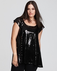 Breathe glamorous new life into your tee collection with this dazzling Love Ady top, designed in an A-line silhouette that's scattered all-over with sequins. Breathe glamorous new life into your tee collection with this dazzling Love Ady top, designed in an A-line silhouette that's scattered all-over with sequins.