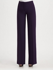 Wide-leg style tailored in fine Italian silk, has a comfortable, fluid cut for easy sophistication.Narrow waistband with hook-and-eye closure and interior button tab Front zipper Side slash pockets Inseam, about 33 Silk; dry clean Made in Italy Wide-leg style tailored in fine Italian silk, has a comfortable, fluid cut for easy sophistication.Narrow waistband with hook-and-eye closure and interior button tab Front zipper Side slash pockets Inseam, about 33 Silk; dry clean Made in Italy