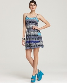 Cool cobalt and tropical turquoise brighten this ikat-print Aqua dress, adding interest to your nine-to-five with an easy, feminine silhouette. Add a blazer for client calls, but vibrant wedges for cocktails. Cool cobalt and tropical turquoise brighten this ikat-print Aqua dress, adding interest to your nine-to-five with an easy, feminine silhouette. Add a blazer for client calls, but vibrant wedges for cocktails.