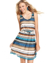 Rock fun-in-the-sun style with a dress from BCX that sports a back cutout design and cool, pixelated stripes! Rock fun-in-the-sun style with a dress from BCX that sports a back cutout design and cool, pixelated stripes!
