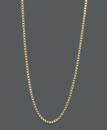 Pair your favorite pendant with this stately chain, or wear it solo for a simple statement. Necklace features a box link chain crafted in 14k gold. Approximate length: 18 inches. Pair your favorite pendant with this stately chain, or wear it solo for a simple statement. Necklace features a box link chain crafted in 14k gold. Approximate length: 18 inches.