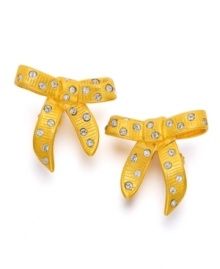 Bright, glittering bows give your look a feeling of youthful glee. Earrings in mixed metal and crystal accents by Kenneth Jay Lane. Approximate drop: 1 inch. Bright, glittering bows give your look a feeling of youthful glee. Earrings in mixed metal and crystal accents by Kenneth Jay Lane. Approximate drop: 1 inch.