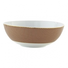 Embellished with an organically complex basket weave pattern and rendered in gold-tipped earthy hues, the Reynaud Tresor large salad bowl lends boho-chic sophistication to the dining table. Embellished with an organically complex basket weave pattern and rendered in gold-tipped earthy hues, the Reynaud Tresor large salad bowl lends boho-chic sophistication to the dining table.