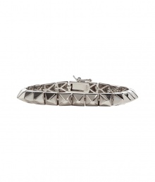 Tough goes luxe with this pyramid-shaped silver-plated bracelet from New York Jewelry designer Eddie Borgo - Silver-plated pyramid-shaped spike bracelet - Pair with a figure-hugging cocktail sheath or an elevated jeans-and-tee ensemble