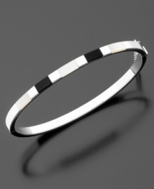 Jet-black onyx and iridescent mother of pearl are delicately inlaid for a striking look. Crafted in sterling silver by Giani Bernini. Approximate diameter: 2-1/4 inches. Jet-black onyx and iridescent mother of pearl are delicately inlaid for a striking look. Crafted in sterling silver by Giani Bernini. Approximate diameter: 2-1/4 inches.