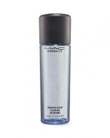 Formulated with ionized Super-Duo Charged Water technology, M·A·C Mineralize Charged Water Cleanser removes all makeup (except waterproof and long-wearing) with a wipe--no rinse-off required. This lightweight formula leaves skin nourished, soft and absolutely clean. Formulated with ionized Super-Duo Charged Water technology, M·A·C Mineralize Charged Water Cleanser removes all makeup (except waterproof and long-wearing) with a wipe--no rinse-off required. This lightweight formula leaves skin nourished, soft and absolutely clean.