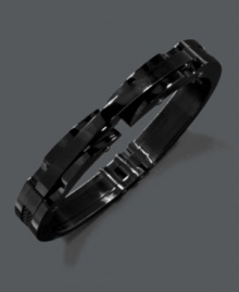 Get on the dark side of style. This versatile men's bracelet complements any look and features a black ion-plated bangle bracelet. Approximate diameter: 3 inches. Get on the dark side of style. This versatile men's bracelet complements any look and features a black ion-plated bangle bracelet. Approximate diameter: 3 inches.