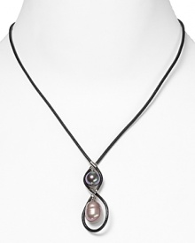 Lustrous organic pearls on a supple leather strap make for a naturally beautiful necklace. By Majorica. Lustrous organic pearls on a supple leather strap make for a naturally beautiful necklace. By Majorica.