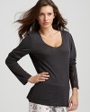 Simple yet chic sleepwear with lace side panels along sleeves and body. From PJ Salvage.