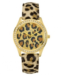 Animal intuition. Leopard spots grace the dial and band of this whimsical GUESS watch. Animal intuition. Leopard spots grace the dial and band of this whimsical GUESS watch.