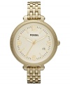 A slim bracelet silhouette holds a large case on this Heather collection watch, by Fossil.