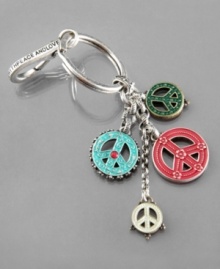 Carry a little peace in your pocket with this cute key chain by Lucky Brand. Crafted in vintage silver tone mixed metal featuring an array of multicolored peace charms. Carry a little peace in your pocket with this cute key chain by Lucky Brand. Crafted in vintage silver tone mixed metal featuring an array of multicolored peace charms.