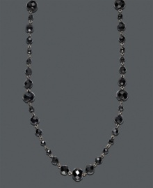 Add a little twinkle to your look. This elegant long necklace by Charter Club features faceted jet beads in a hematite tone mixed metal setting. Approximate length: 36 inches. Add a little twinkle to your look. This elegant long necklace by Charter Club features faceted jet beads in a hematite tone mixed metal setting. Approximate length: 36 inches.