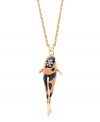 Make waves in this splash-worthy style. Bar III's bright orange and black enamel fish hangs on a trendy long chain and shines with the addition of sparkling crystal accents. Crafted in gold-plated mixed metal. Approximate length: 30 inches. Approximate drop: 2-1/2 inches.