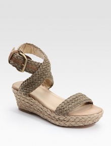 Hand-crochet cotton espadrille with adjustable ankle straps and a slight wedge. Natural jute wedge, 2½ (65mm) Platform, 1½ (40mm) Compares to a 1 heel (25mm) Hand-crochet cotton upper Leather lining Rubber sole Padded insole Imported Hand-crochet cotton espadrille with adjustable ankle straps and a slight wedge. Natural jute wedge, 2½ (65mm) Platform, 1½ (40mm) Compares to a 1 heel (25mm) Hand-crochet cotton upper Leather lining Rubber sole Padded insole Imported