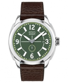 A stylish leather chronograph with sporty accents from esQ Movado's Excel watch collection. A stylish leather chronograph with sporty accents from esQ Movado's Excel watch collection.