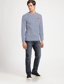 Boldly striped cotton crewneck has long sleeves and a signature heart detail at the chest. CrewneckLong sleevesCottonMachine washImported Boldly striped cotton crewneck has long sleeves and a signature heart detail at the chest. CrewneckLong sleevesCottonMachine washImported