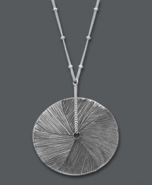 Reinvent the wheel. Studio Silver's large circular pendant revamps a classic design with a textured surface and delicate beaded chain. Crafted in sterling silver. Approximate length: 18 inches. Approximate drop: 1-1/2 inches. Reinvent the wheel. Studio Silver's large circular pendant revamps a classic design with a textured surface and delicate beaded chain. Crafted in sterling silver. Approximate length: 18 inches. Approximate drop: 1-1/2 inches.